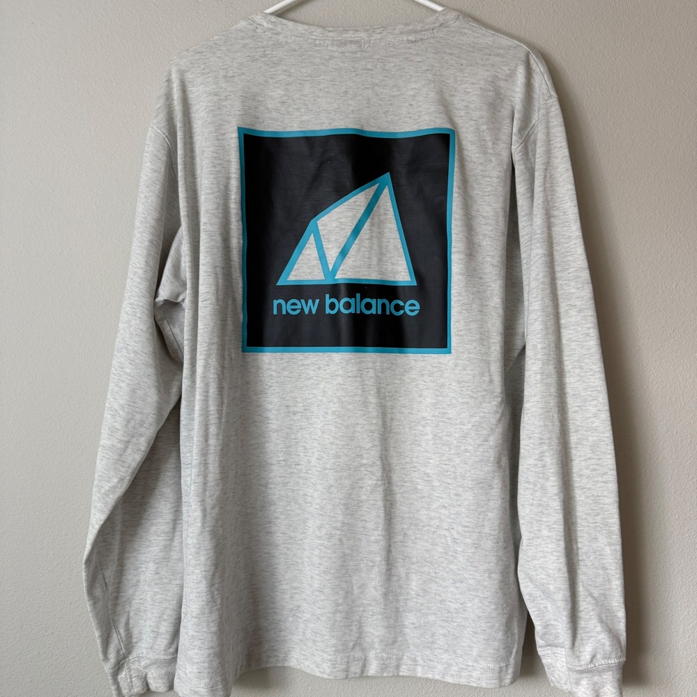 New Balance Mens All Terrain Long Sleeve Graphic T-Shirt Grey Teal Size M